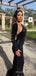 One Shoulder Black Sequins Long Sleeves Long Evening Prom Dresses, Custom Mermaid Prom Dress, MR8531