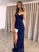 Strapless Navy Blue Sequins Sweet Heart Long Evening Prom Dresses, Custom Prom Dress, MR8537