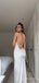 Sheath Ivory Spaghetti Straps Long Evening Prom Dresses, Custom High Slit Prom Dress, MR8538