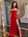Spaghetti Straps Red Long Evening Prom Dresses, Custom Side Slit Prom Dress, MR8540