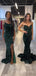 Simple Mermaid Dark Green Sequins Long Evening Prom Dresses, Custom Prom Dress, MR8550