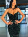 Dark Green Sequins Mermaid Spaghetti Straps Long Evening Prom Dresses, Custom Prom Dress, MR8554