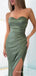 Simple Mermaid Strapless Long Evening Prom Dresses, Custom Side Slit Prom Dress, MR8565