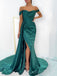 Off Shoulder Satin Mermaid Long Evening Prom Dresses, Custom Prom Dress, MR8571