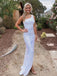 One Shoulder Sequins Mermaid Long Evening Prom Dresses, Custom Side Slit Prom Dress, MR8583