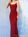 Simple Red Sparkly Mermaid Long Evening Prom Dresses, Custom Spaghetti Straps Prom Dress, MR8602
