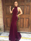 Mermaid Halter Mulberry Long Evening Prom Dresses, Custom Prom Dress, MR8605