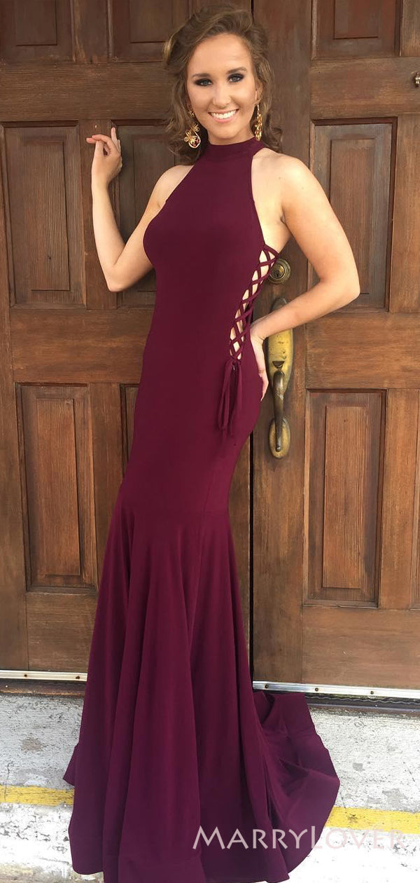 Mermaid Halter Mulberry Long Evening Prom Dresses, Custom Prom Dress, MR8605 Mermaid Halter Mulberry Long Evening Prom Dresses, Custom Prom Dress, MR8605