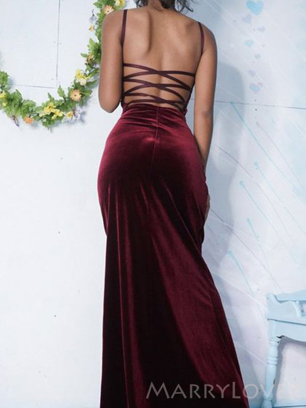 Mermaid Burgundy Velvet Spaghetti Straps Long Evening Prom Dresses, Cu MarryLover Mermaid Burgundy Velvet Spaghetti Straps Long Evening Prom Dresses, Cu MarryLover