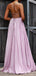 Deep V-neck Sparkly A-line Long Evening Prom Dresses, Custom Prom Dress, MR8618