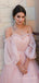 Off Shoulder Pink Tulle A-line Long Evening Prom Dresses, Custom Prom Dress, MR8623