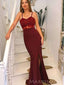 Mermaid Spaghetti Straps Long Evening Prom Dresses, Custom Side Slit Prom Dress, MR8628