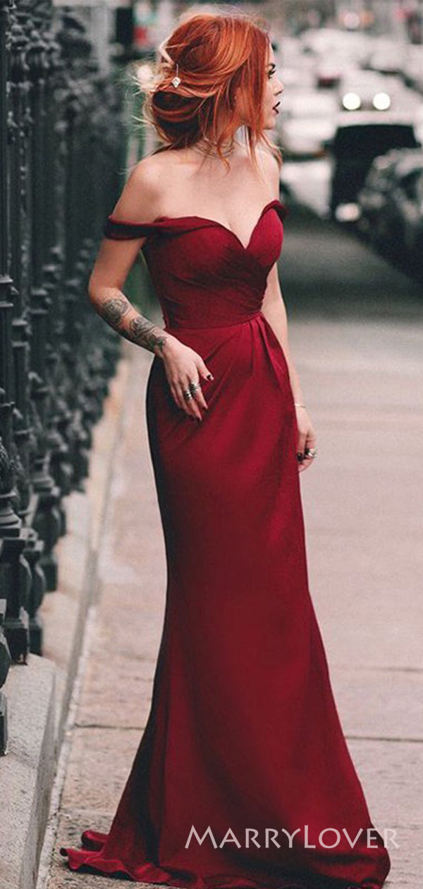 Off Shoulder Mermaid Satin Long Evening Prom Dresses, Custom Prom Dres MarryLover Off Shoulder Mermaid Satin Long Evening Prom Dresses, Custom Prom Dres MarryLover