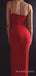 Simple Mermaid Spaghetti Straps Red Long Evening Prom Dresses, Custom Prom Dress, MR8638