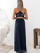 Two Pieces Royal Blue Spaghetti Straps Long Evening Prom Dresses, Custom High Slit Prom Dress, MR8661