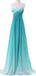 A-line Blue Chiffon Strapless Long Evening Prom Dresses, Custom Prom Dress, MR8665