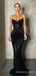 Spaghetti Straps Black Sequins Mermaid Long Evening Prom Dresses, Custom Prom Dress, MR8694