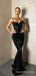 Spaghetti Straps Black Sequins Mermaid Long Evening Prom Dresses, Custom Prom Dress, MR8694