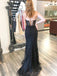 Gorgeous Mermaid Black Tulle Appliques Sweetheart Long Evening Prom Dresses, Custom Floor-length Prom Dress, MR8709