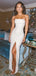 Simple Mermaid Strapless Long Side Slit Evening Prom Dresses, Custom prom Dress, MR8715