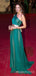 Simple Dark Green Chiffon A-line Long Evening Prom Dresses, Custom One Shoulder prom Dress, MR8730