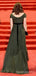 Formal A-line Chffon Dark Green V-neck Long Evening Prom Dresses, Custom prom Dress, MR8731
