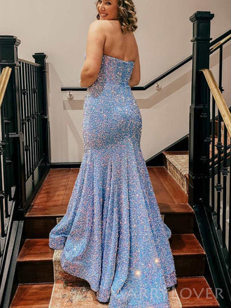 Elegant Sweetheart Mermaid Strapless Long Evening Prom Dresses, Custom prom Dress, MR8743