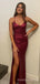 Formal Burgundy Sequins Mermaid Spaghetti Straps Long Evening Prom Dresses, Custom Prom Dress, MR8786