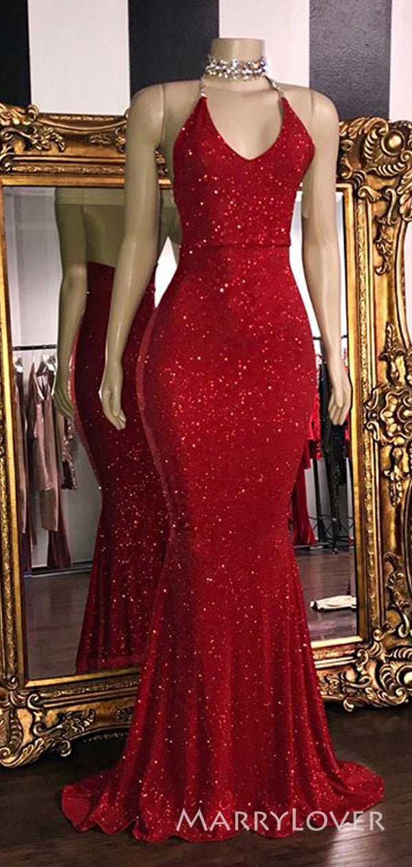 Red Sparkly Mermaid Spaghetti Straps Long Evening Prom Dresses, Custom MarryLover Red Sparkly Mermaid Spaghetti Straps Long Evening Prom Dresses, Custom MarryLover