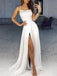 Whtie Spaghetti Straps High Sit Long Evening Prom Dresses, Custom Prom Dress, MR8800