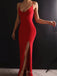 Sexy Red FDY Mermaid V-neck Long Evening Prom Dresses, Custom Spaghetti Straps Prom Dress, MR8801