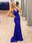 Simple Sequins Sparkly Long Spaghetti Straps Evening Prom Dresses, Custom V-neck Prom Dress, MR8804