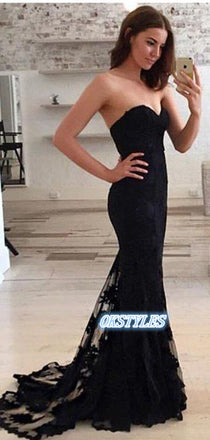 Charming Mermaid Sweetheart Sleeveless With Short Train Prom Dresses, OL025