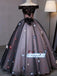 Elegant Ball-gown Tulle Off-shoulder With Applique Long Prom Dresses, OL036