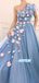 Elegant A-line One Shoulder Sleeveless With Applique Long Prom Dresses, OL041