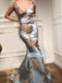 Sexy Mermaid Deep V-neck Sleeveless Applique Long Prom Dresses, OL073