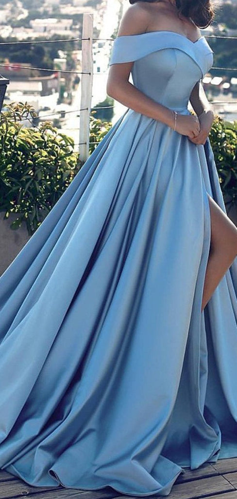 Modern Off-shoulder Light Blue Simple Prom Dresses, PD0541 MarryLover Modern Off-shoulder Light Blue Simple Prom Dresses, PD0541 MarryLover