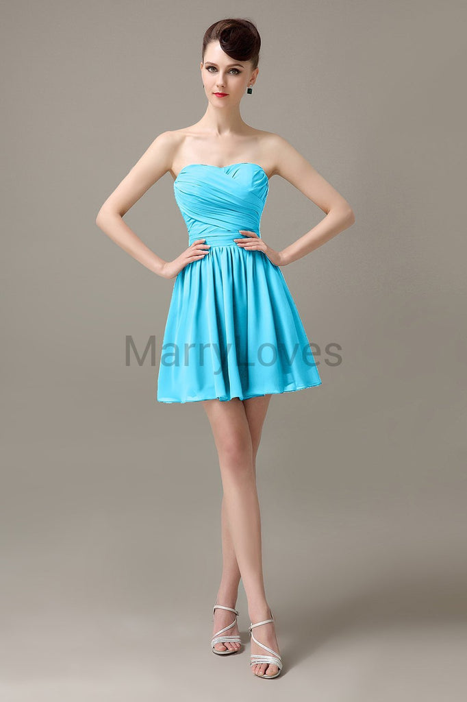 Sweetheart Chiffon Short Bridesmaid Dresses