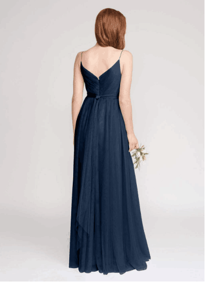 A-line Floor-length V-Neck Navy Blue Bridesmaid dresses With Pleats, B MarryLover A-line Floor-length V-Neck Navy Blue Bridesmaid dresses With Pleats, B MarryLover