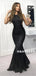 Mermaid Sleeveless Long Black Sequins Sexy Prom Dresses, PD0627