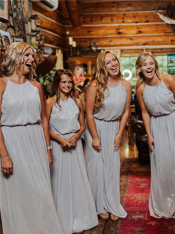 Floor-length A-line Halter Sleeveless Long Grey Chiffon Bridesmaid Dresses, BD0628 Floor-length A-line Halter Sleeveless Long Grey Chiffon Bridesmaid Dresses, BD0628