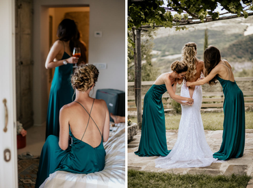 A-line V-neck Spagehtti Straps Backless Long Chiffon Bridesmaid Dresses, BD0641