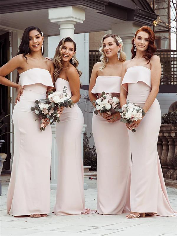 Mermaid Strapless Simple Long Bridesmaid Dresses With Train, BD0642 MarryLover Mermaid Strapless Simple Long Bridesmaid Dresses With Train, BD0642 MarryLover