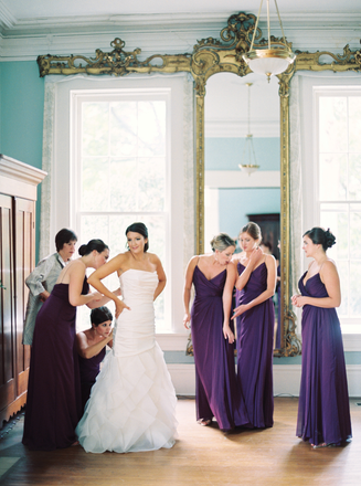 A-line Spaghetti Straps V-neck Long Chiffon Bridesmaid Dresses, BD0647