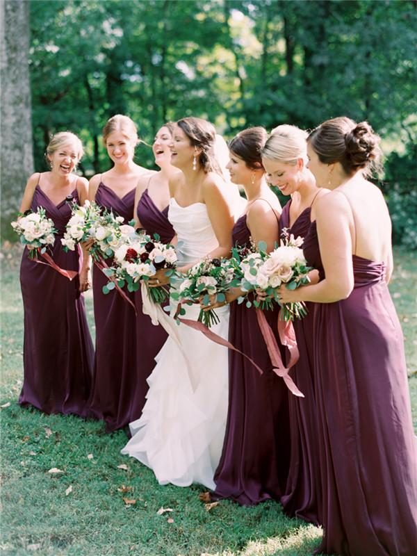 A-line Spaghetti Straps V-neck Long Chiffon Bridesmaid Dresses, BD0647 MarryLover A-line Spaghetti Straps V-neck Long Chiffon Bridesmaid Dresses, BD0647 MarryLover