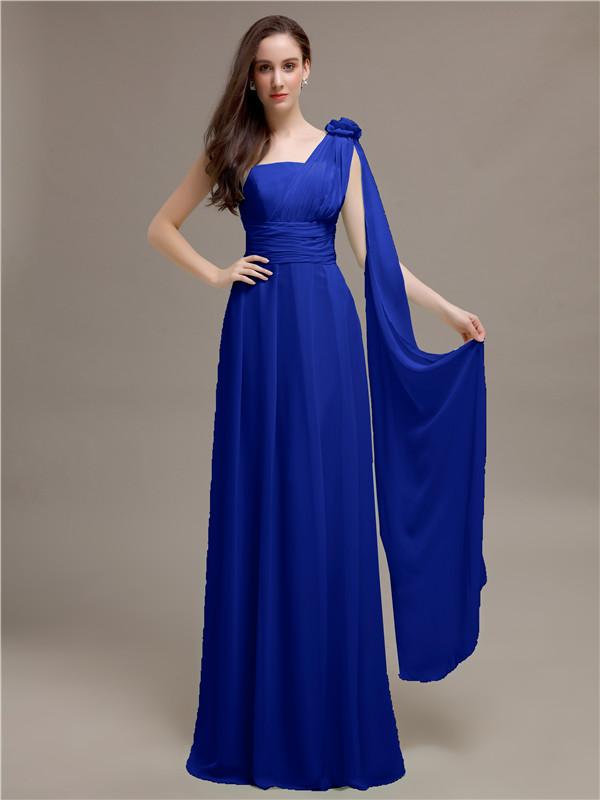 One-shoulder Appliques Chiffon Bridesmaid Dresses – MarryLover
