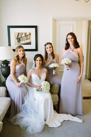 A-line Halter Sleeveless Long Chiffon Bridesmaid Dresses With Pleats, BD0613