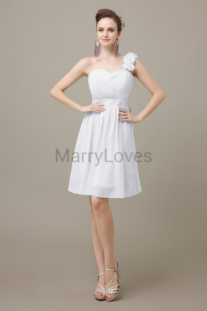One-shoulder Pleats Appliques Bridesmaid Dresses