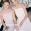 Affordable White Spaghetti Strap A-line Long Bridesmaid Dresses  BMD026