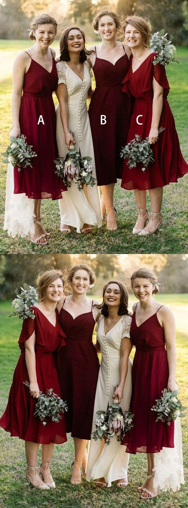 A-Line V-Neck Elegant Simple Short Red Chiffon Cheap Bridesmaid dresse MarryLover A-Line V-Neck Elegant Simple Short Red Chiffon Cheap Bridesmaid dresse MarryLover
